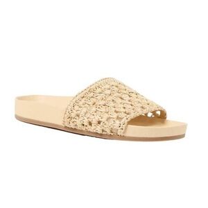 LOEFFLER RANDALL | Tan Crochet Raffia Woven Women’s Henri Slide Sandals Natural